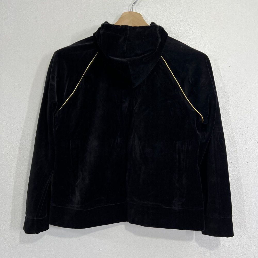 Vtg. Lauren Ralph Lauren Sweater Womens Large  Black Velvet Gold Embroidery Logo - Picture 2 of 8